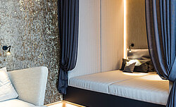 Entspannung pur im Ruheraum Hotel Lindenwirt, echte Bark House®Pappelrinde von Freund GmbH