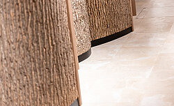 Massive, echte Bark House® Pappelrinde, um Rundung, als Teil des Gesundheitskonzepts von Anima Mentis, Wien, von Freund GmbH