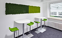 Improving acoustics with a moss wall in the Sparkasse’s offices and rooms