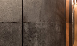 Kirchmayr Planung GmbH showroom, leather floor, leather tiles, leather walls, natural material, Freund GmbH