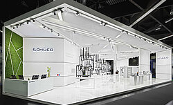 Moss surfaces in customer-specified shapes, Evergreen Standard moss, Schüco exhibition stand