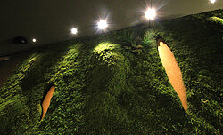 Urige Atmosphäre im grünen Salon privat, Greenwood Moos Wände 3D Untergrund