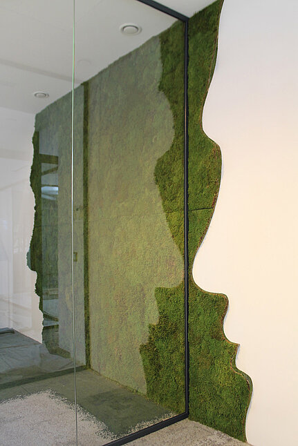 Corporate design image realised as Greenwood forest moss custom shape, Connect Sense, Witten